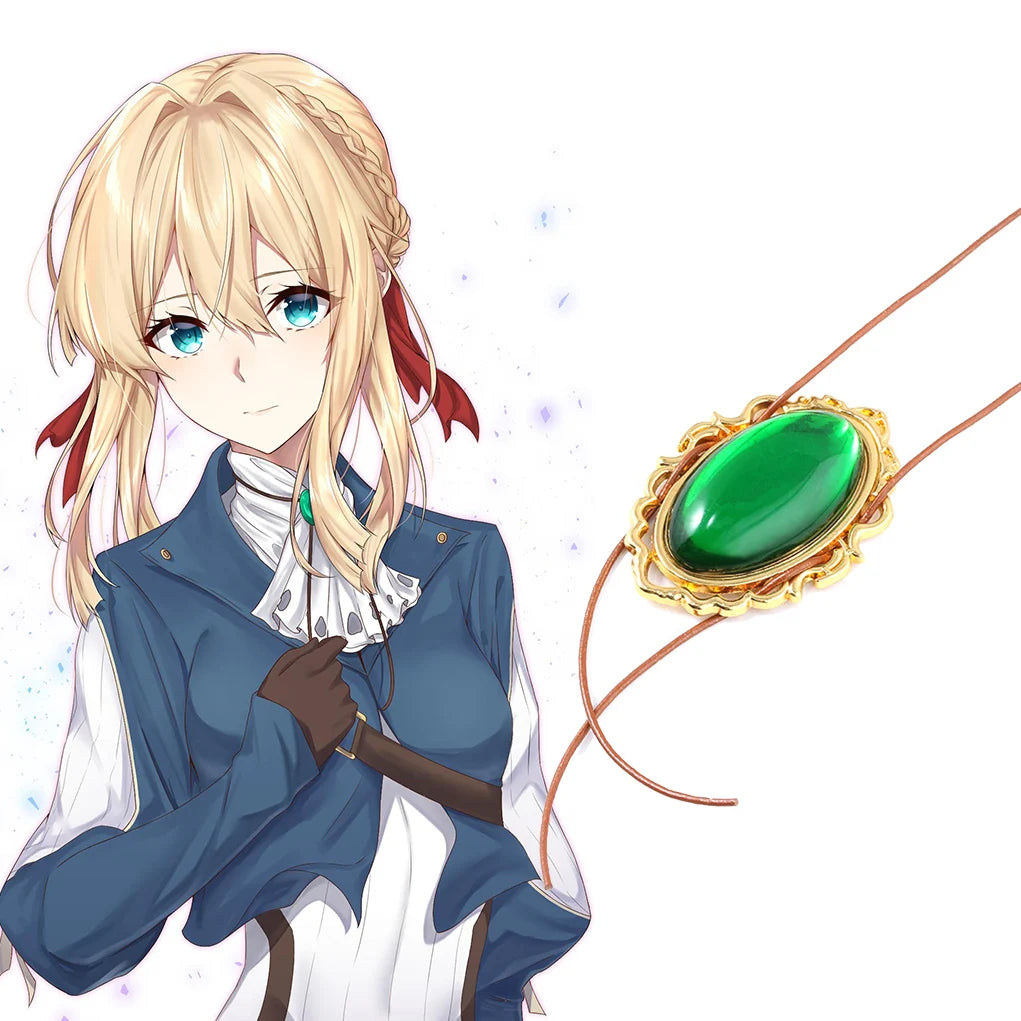 Anime Violet Evergarden Emerald Pendant COSPLAY Necklace