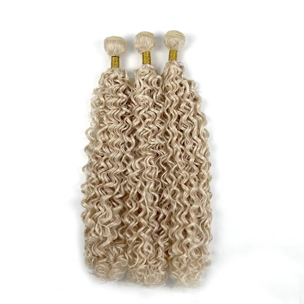Wholesale Synthetic Hair Weaving Premium Organic Fiber  Straight Hair Extension Blond Hair Curly