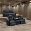 Louis Donne Electric Reclining Home Theater Seats 1-2-3 Seater Genuine Leather Sofa Living Room Furniture Wood Hotels