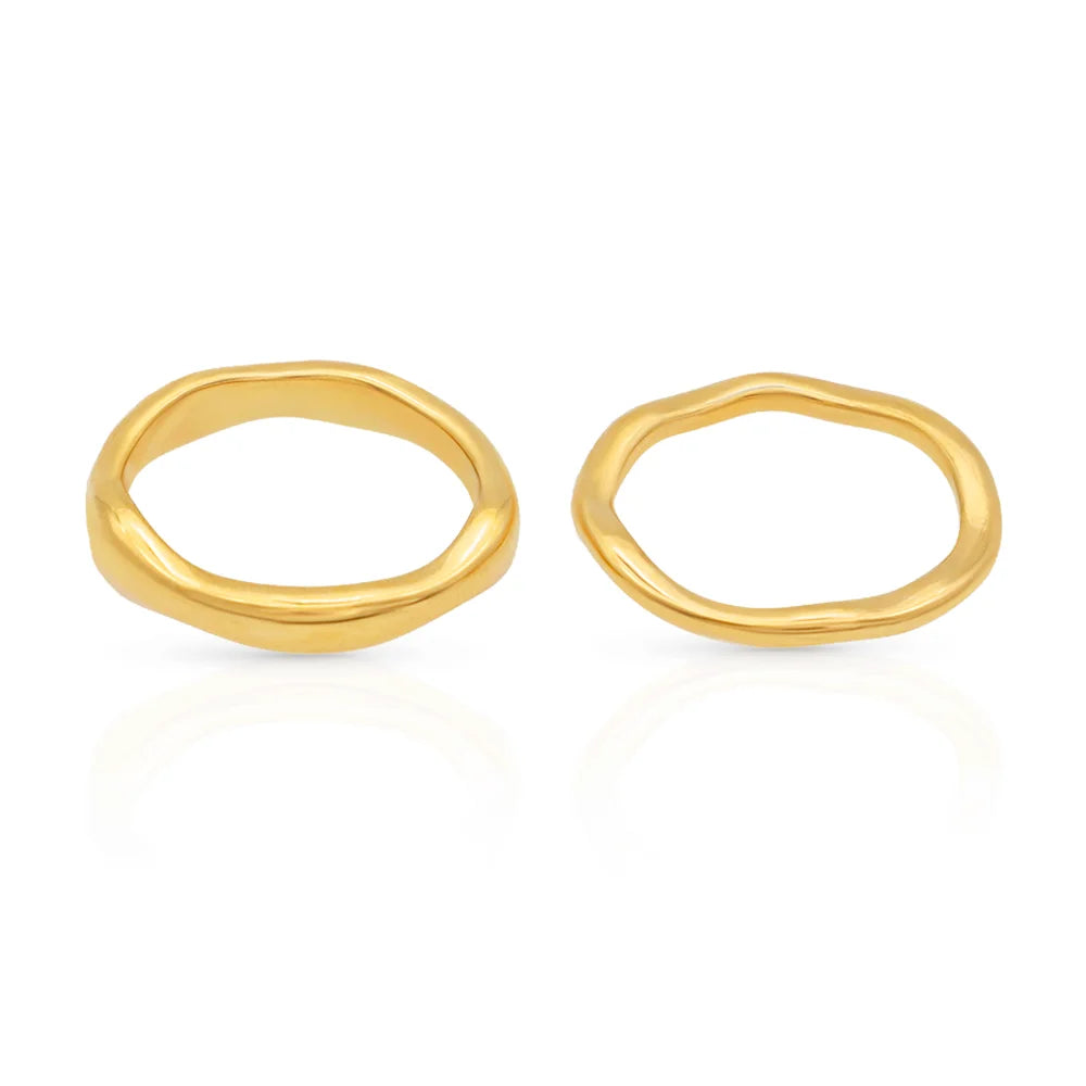 Chris April 316L Stainless Steel Ring Set Irregular Textured Hammered Ring