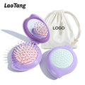 Custom Logo Mini Folding Pocket Hair Brush for Children Detangling Hair Combs with Cushion Paddle Vent Features and Mirror