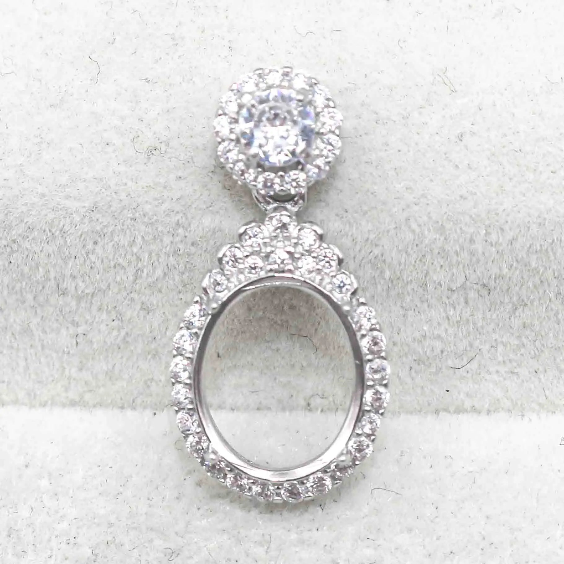 Sterling Silver 9*11mm Semi Mount Pendant Empty Frame Blank Support Setting S925 Base Holder Without Center Stone for DIY Inlay