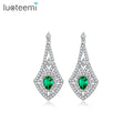 LUOTEEMI Drop Charm Jewelry Earing Statement 2025 Bridal Woman Fashion Zircon New Geometric Green Earrings