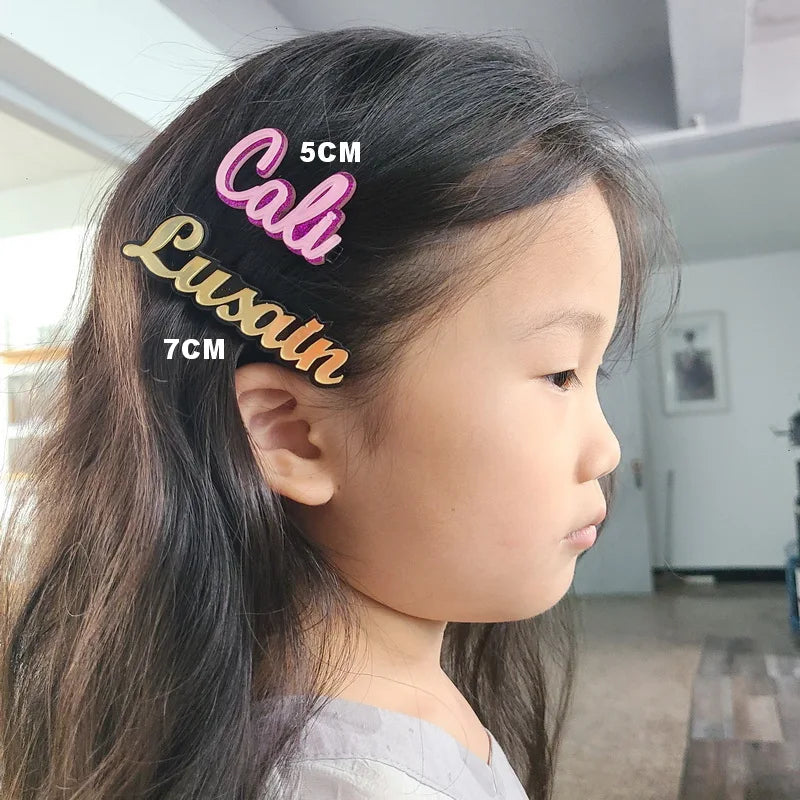 2021 New Acrylic Customized Name Hairpin Children Women Colorful Daily Cute Letter Custom Hairpin Gift
