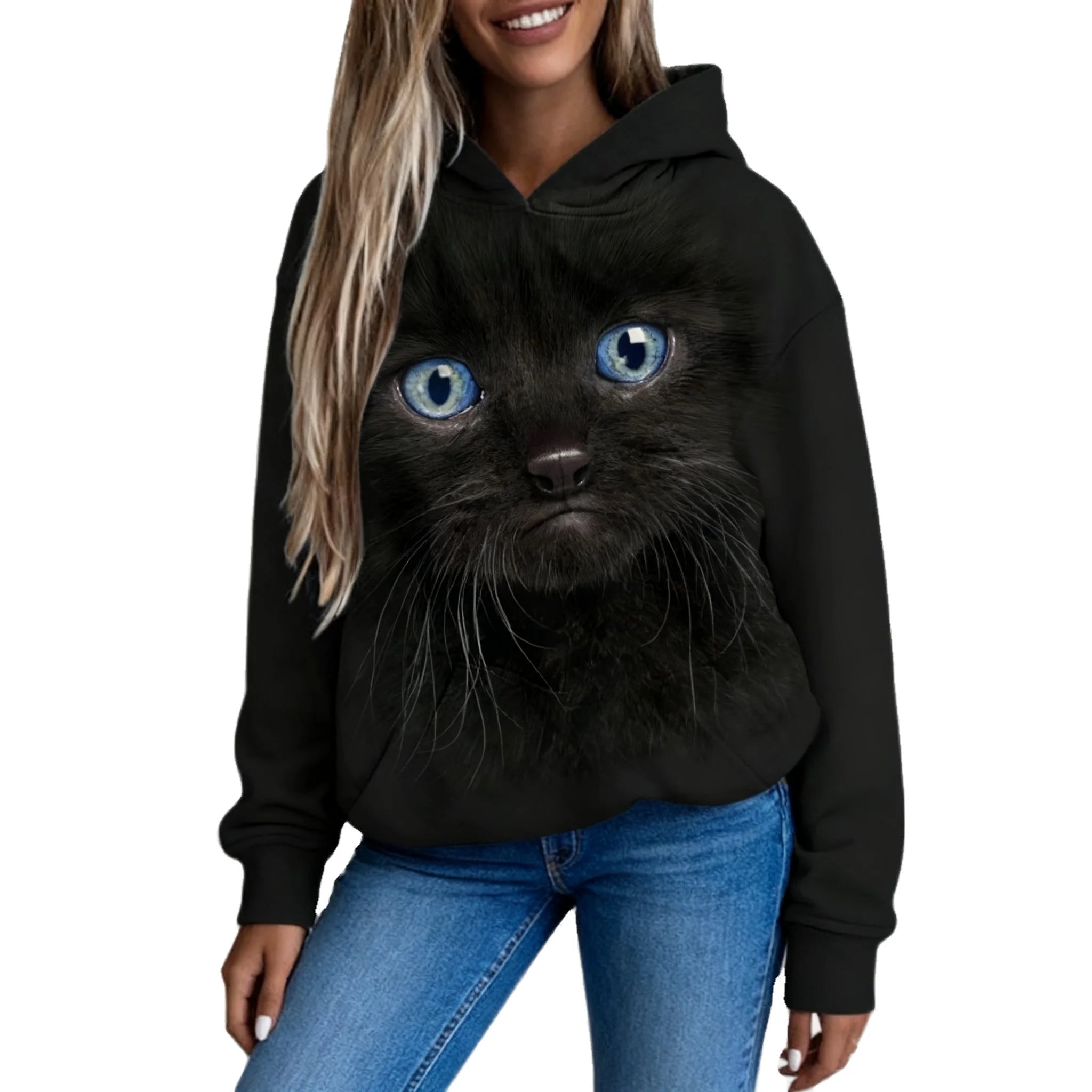 Fitspi Womens 3D Printed Long Sleeve Oversized Hoodie Animal Print Sweatshirt Pocket Pullover