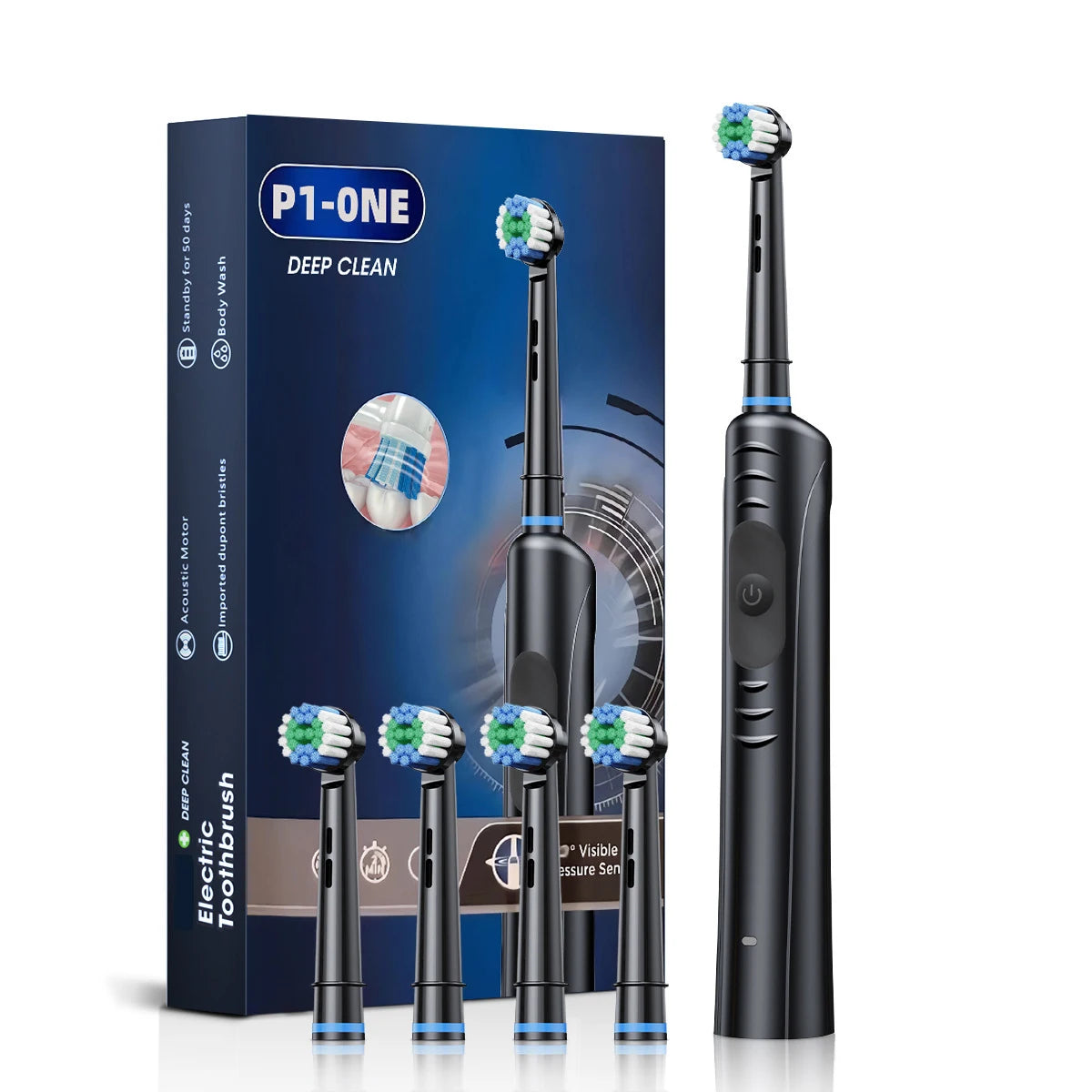 IPX7 Waterproof  Round Head Rotating Electric Toothbrush for Flushingelectric  Rechargeable Adult Electric Toothbrush