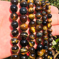 Natural Blue Yellow Tiger Eye Stone Beads 6/8/10MM Round Loose Beads for DIY Bracelet Jewelry