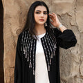 4083 Sale Muslim Women Abaya Beautiful Diamante Long Sleeve Maxi Dress Robe Style Front Open