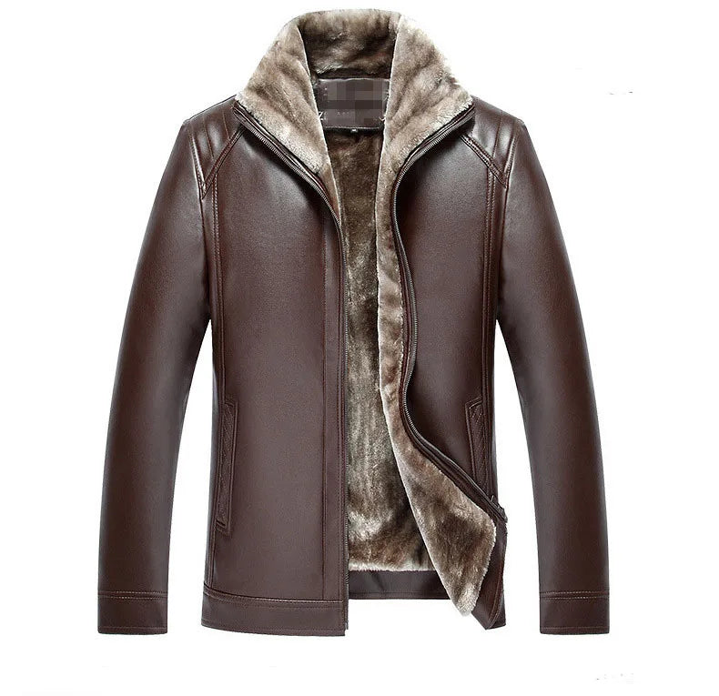 Winter Men PU Leather Coats Warm Thick Plus Size Jackets