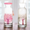 Handmade Wholesale 1260ml Lead-Free Modern Reusable Drinking Water Jug Cherry Blossoms Glass Cold Color Changing Carafe Silicon