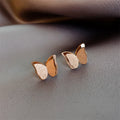 Wholesale New Stainless Steel 18k Gold Plated Cute Dainty Women Butterfly Stud Earrings