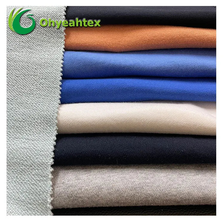 Stock Lot Heavy Weight 300-350GSM 100% Cotton French Terry Fabric for Hoodies Sweatshirt