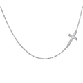 Religious Jewelry S925 Sterling Silver Rhodium Plated Sideways Cross Chokers Necklace for Christian