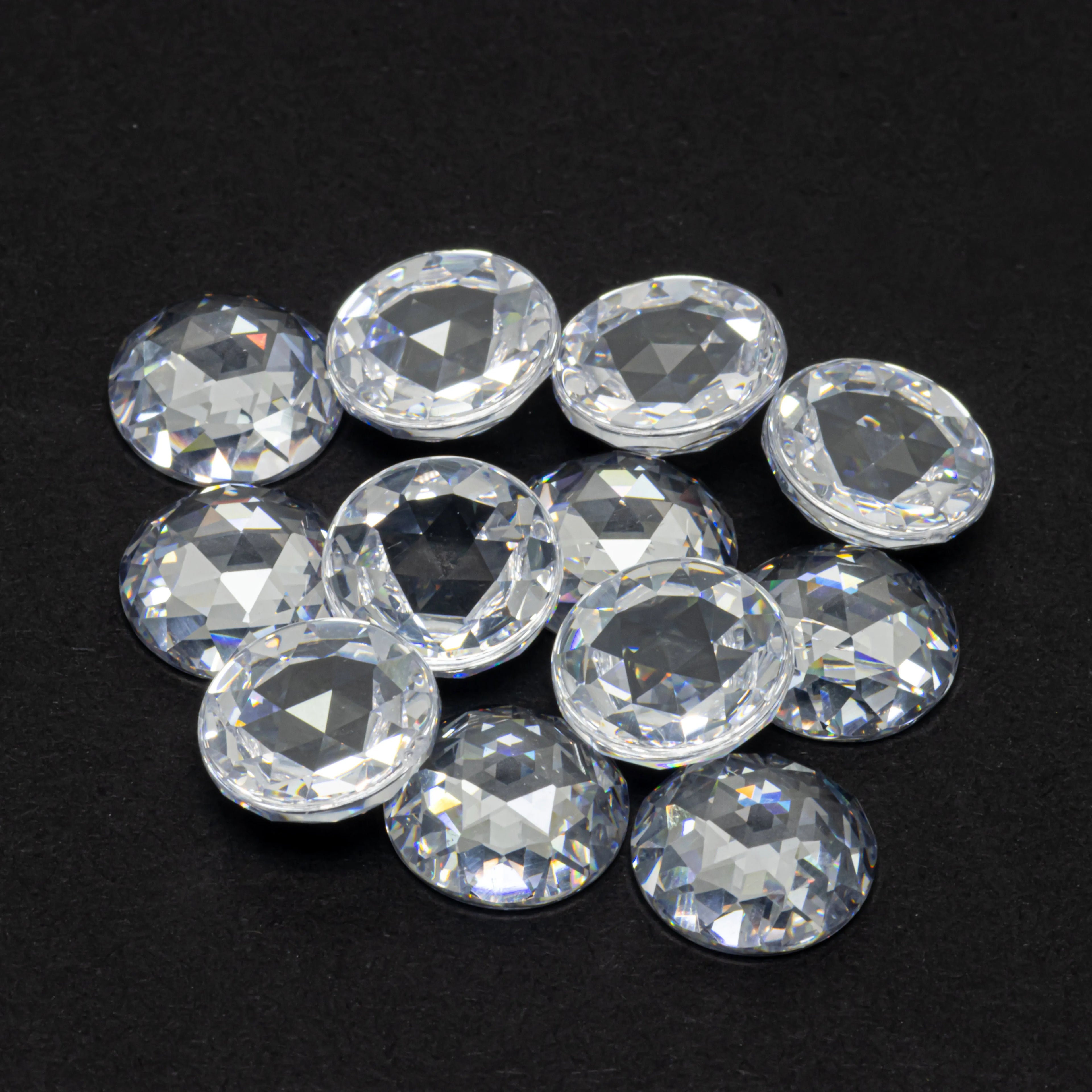 HanYu 5A Quality CZ White Round Brilliant Cabochon Rose Cut Stone Facet Loose Cubic Zirconia Gemstone for Jewelry