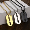 Stainless Steel Customized logo Personalized razor Blade Necklace Means Pendant Jewelry
