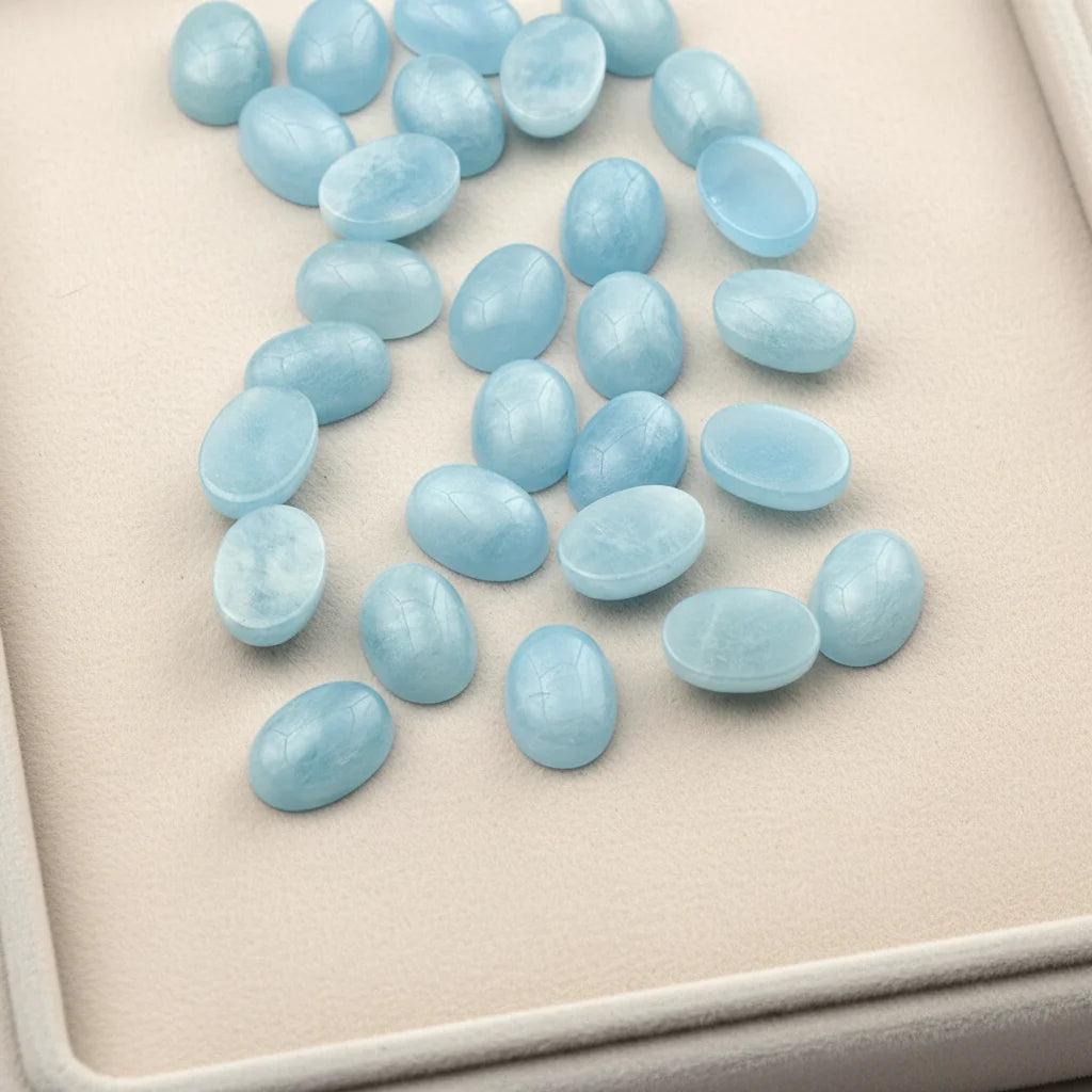 Custom-made Aquamarine Natural Loose Gemstone Premium Gemstone Supplier Oval Design High-quality Natural Stone Cabochon
