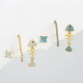 Wholesale 18K Gold Plated Fish Bone Stud Earrings Set for Women 925 Silver Needle Micro-Inset Zircon Charm Fashionable Dangle