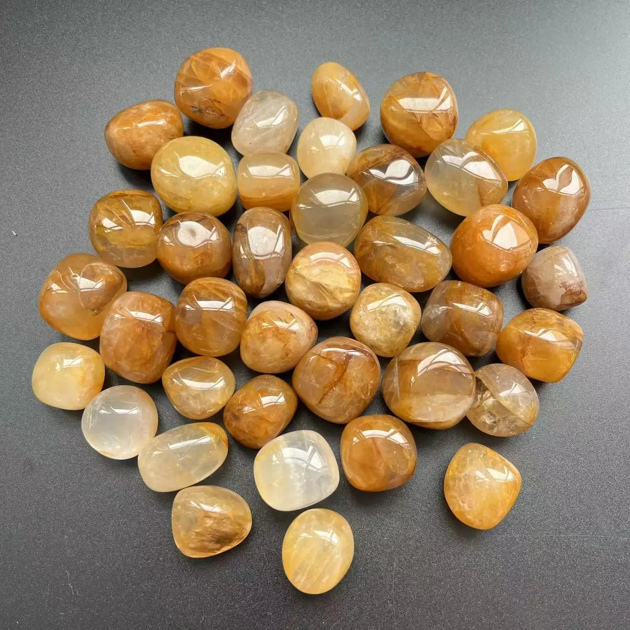 Kindfull High Quality  Natural Yellow Fire Quartz   2-3cm Free Form Tumbled Stone Golden Healer Tumble  for Healing  _XCG