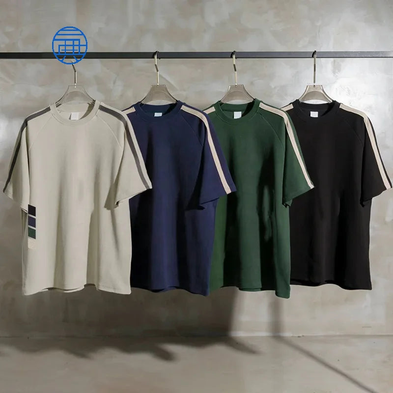2025 Spring and Summer Custom Logo Plain Heavy Weight T Shirts Fit Oversize T Shirts High Quality Waffles T Shirt