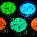 Nail Art Luminous Glitter Mix Bulk Eye Face Blue Glow in Dark Chunky Glitters for Tumbler Arts and Resin Crafts