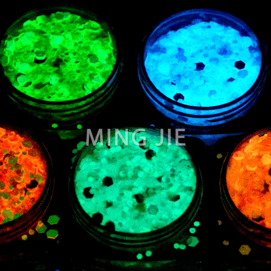 Nail Art Luminous Glitter Mix Bulk Eye Face Blue Glow in Dark Chunky Glitters for Tumbler Arts and Resin Crafts