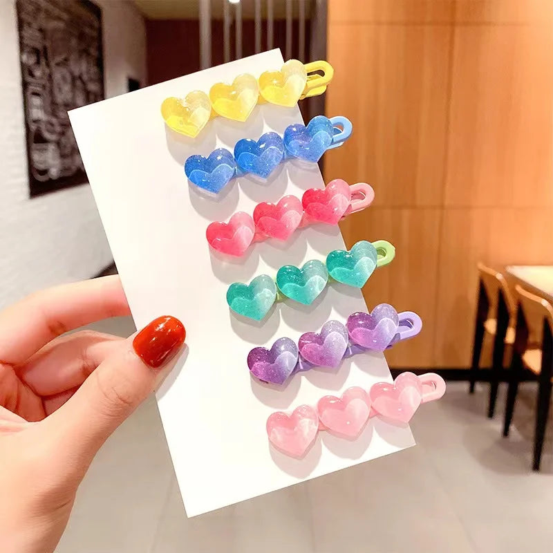 Fashion Girl Heart-shaped Design Hair Clip Cute Sweet Lovely Girls Hair Pins With Gradient Color for Women 's Hair Accessories