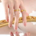 Personalized Design Bow Shape Circle Rings Geometric Butterfly Minimalist Stainless Steel 18K Gold Vacuum Plated Rings for Women