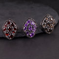 W0462 Abiding Jewelry High Polishing Multi Stone Natural Gemstone Unique Design S925 Sterling Silver Ring for Gift