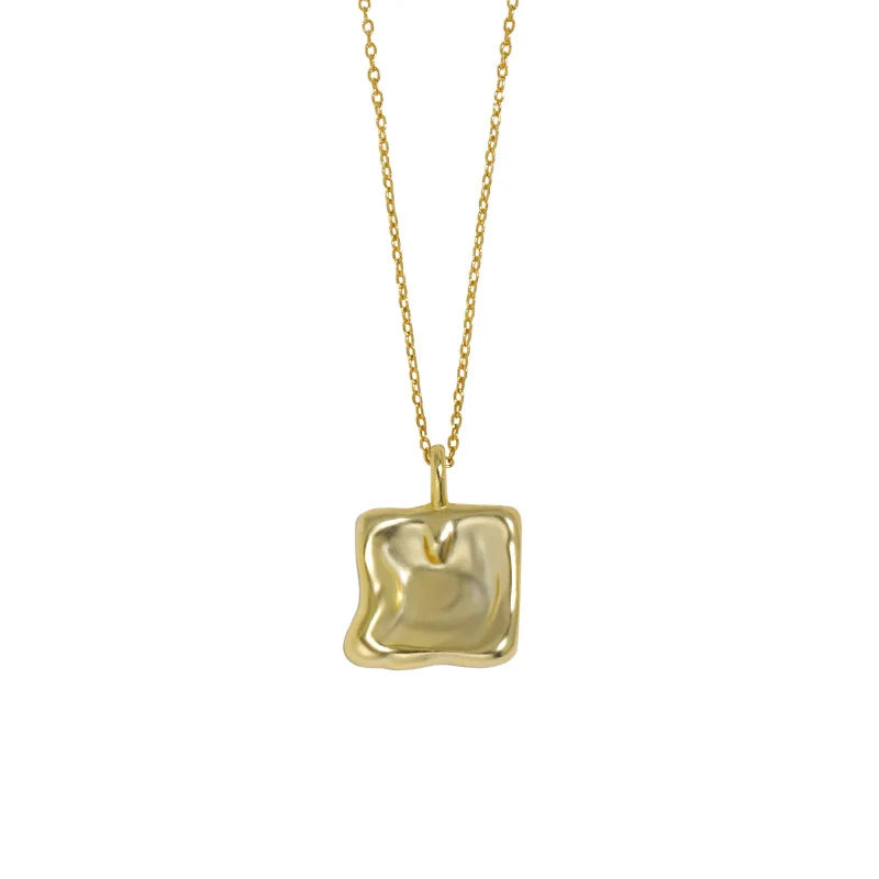 Wholesale Irregular Engraving Necklace 925 Sterling Silver Jewelry 18k Gold Plated Silver Necklace