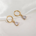 Luxury High Quality Zircon Water Drop Stainless Steel Hoop Earring Non Tarnish & Waterproof Jewelry