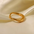 Landy Fashion 18k Gold Plated Wave Rings Trendy Minimalist Stainless Steel Gold Wave Ring for Women