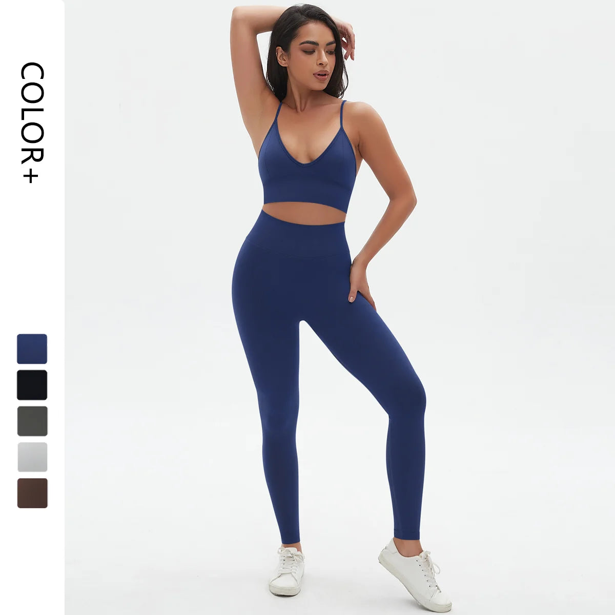 Custom Women's Yoga Sports Bras Leggings Shorts Workout Sets Solid Active Wear with Seamless Feature for Gym Fitness Sports