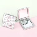Mini Square Double-Sided Foldable PU Leather Cosmetic Mirror Printed with Various Patterns Multiple Styles Available