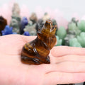 Natural Tiger Eye Small Wolf Carving Healing Energy Gemstone Mini Animals Figurines Carved Ornaments Crystal Decor Wholesale