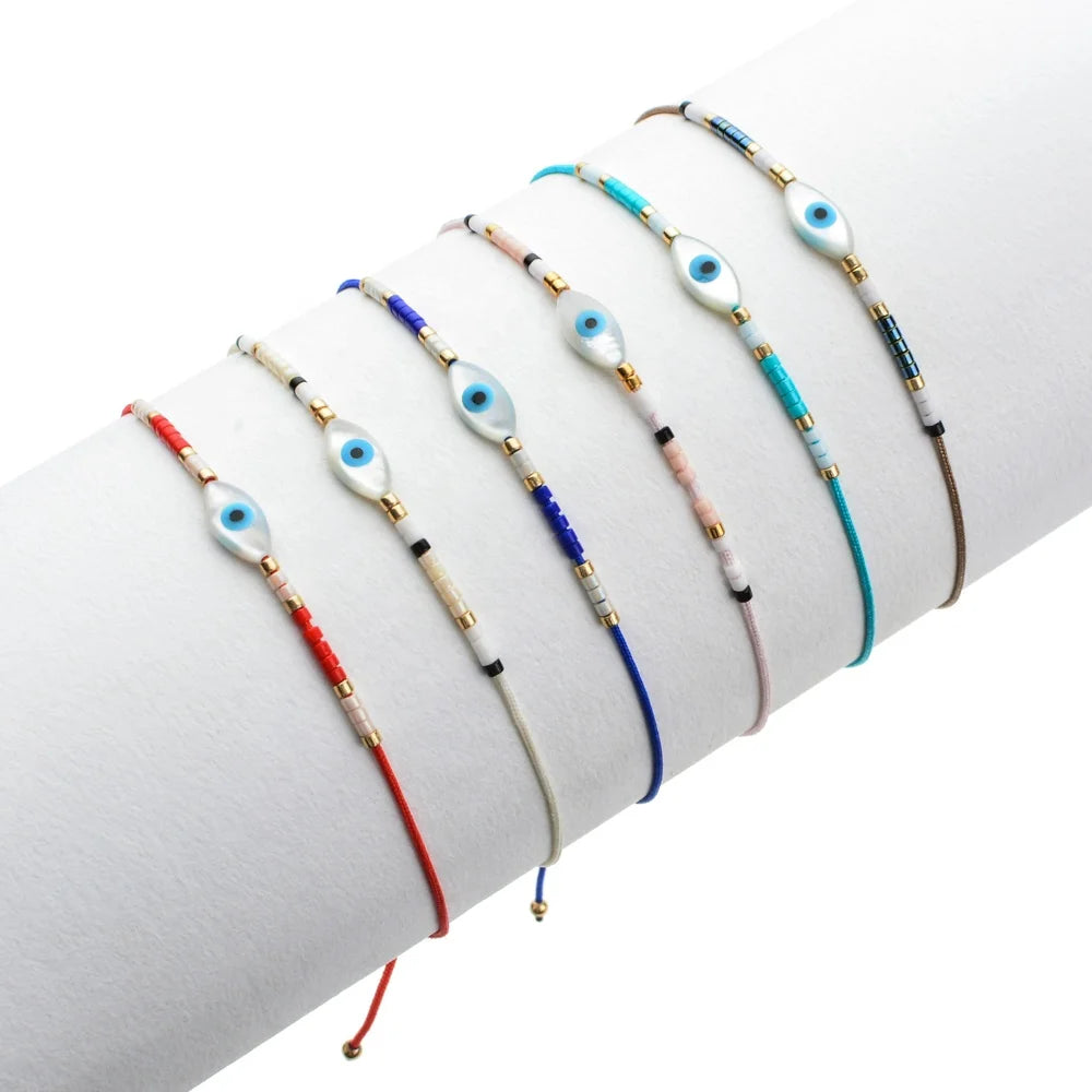 Pulseira Mujer Children's Jewelry Gift Boho Handmade Beaded Bracelets Shell Eye Charm Delica MIYUKI Animal Pattern Anniversary