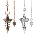Antique Gold Plated Eye-Shaped Stone Pendulums Silver Metal Spiral Cone Reiki Pyramid Jewelry with Dowsing Ability
