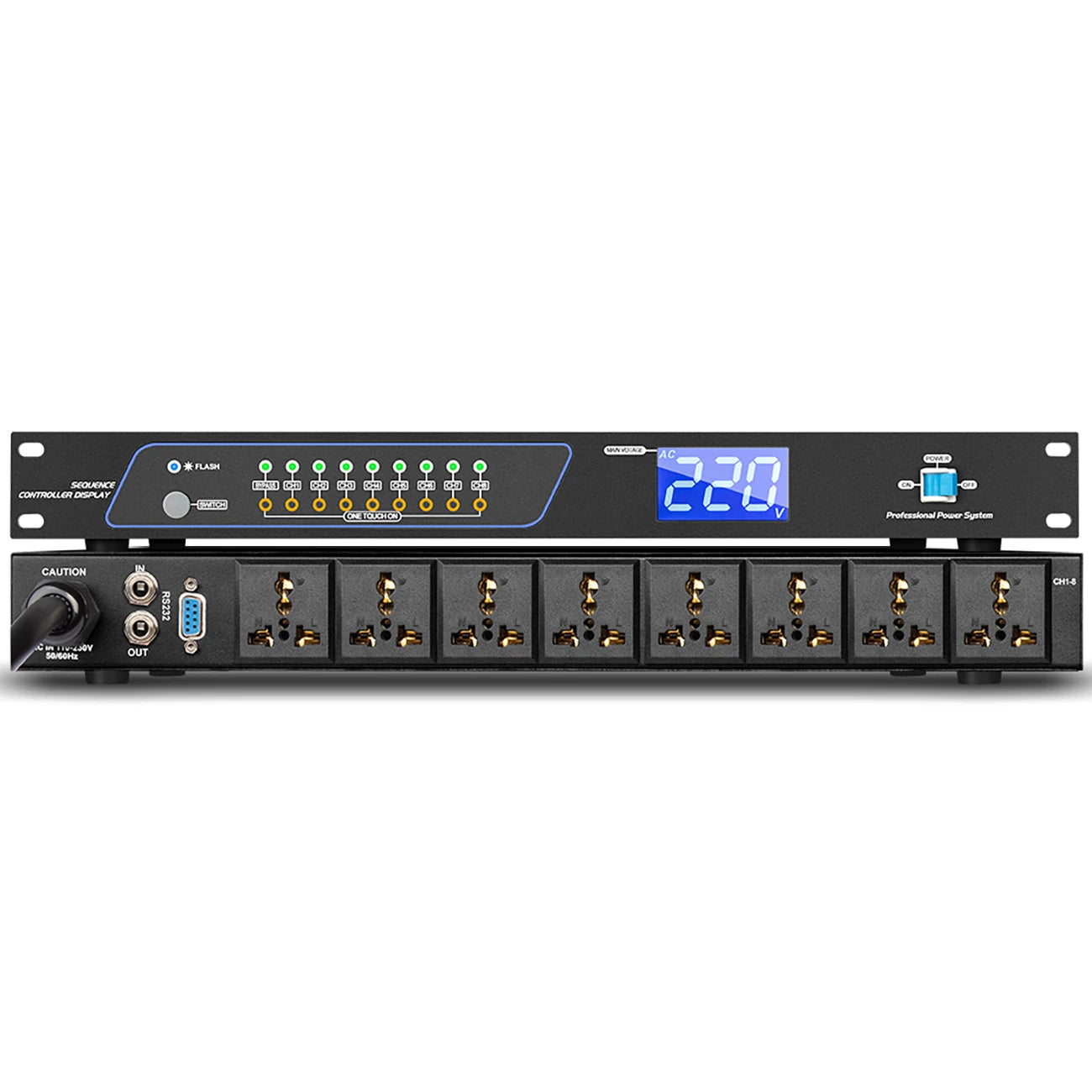 Biner DT68 Professional Intelligent 8 Channel Power Sequence Controller for Events Concerts Dj Club bar
