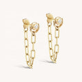LOZRUNVE Pure 925 Sterling Silver Fine Jewelry Long Paperclip Chain Earring Studs Gold