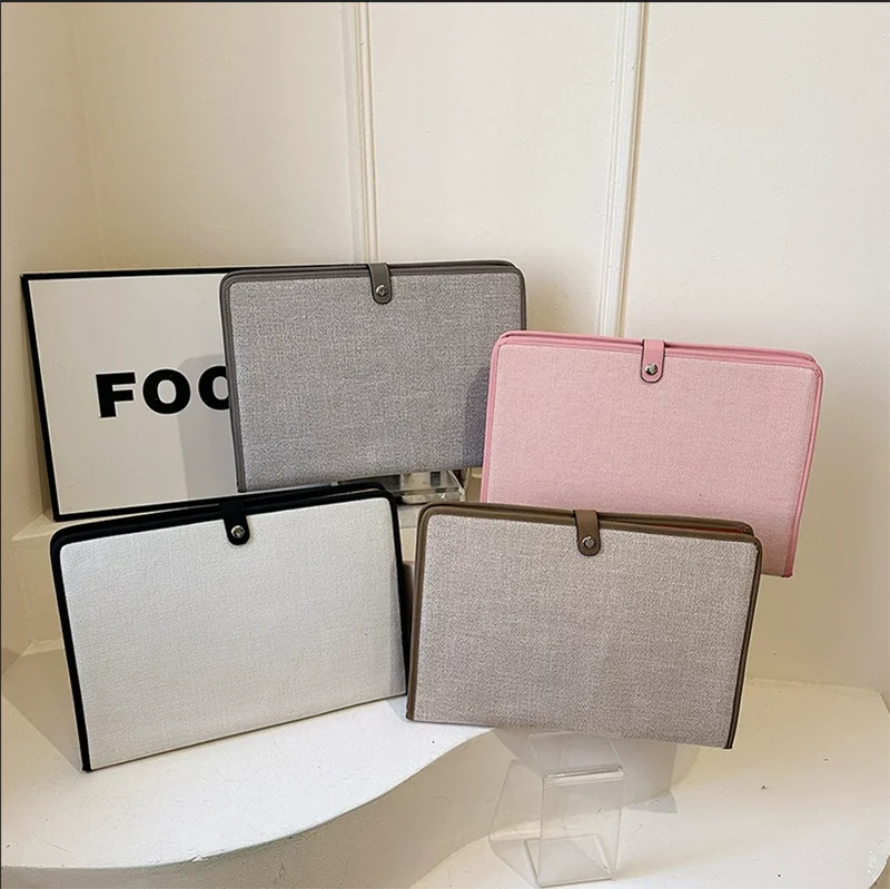 Customize Popular Vintage Tote File Handbag Larger Capacity Cotton Canvas Notebook Computer Clutch Bag for Women