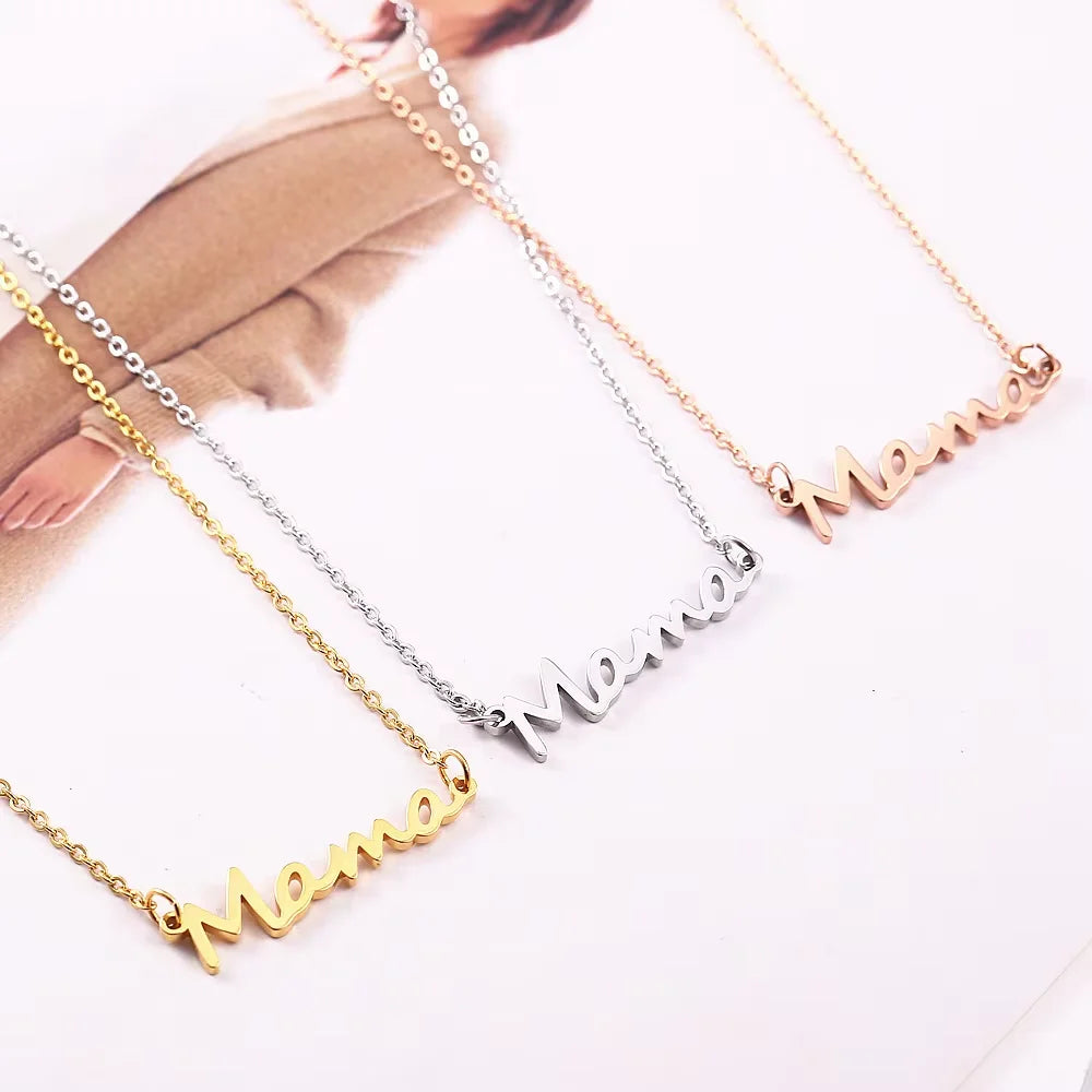 Europe and America Mama Alphabet Earrings Necklaces Bracelets Ring Stainless Steel Jewelry for Mother's Day Gift