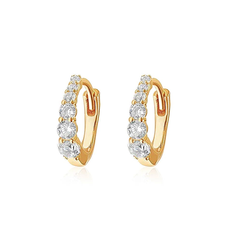 APE107 RINNTIN 14K Gold Plated Silver Cubic Zirconia Mini Huggie Earrings for Women Tiny Cartilage Helix Huggie Hoop Earrings