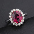 18K Gold Engagement Ring Starsgem Peridot Green Gemstone Lab Grown Ruby Solitaire Diamond Wedding Anniversary Band Luxury Gift
