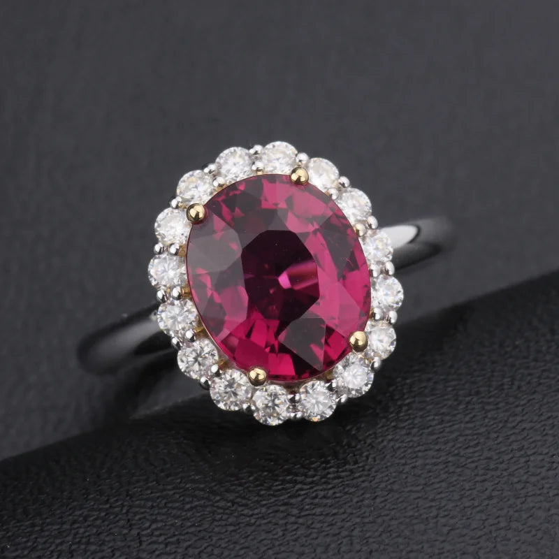 18K Gold Engagement Ring Starsgem Peridot Green Gemstone Lab Grown Ruby Solitaire Diamond Wedding Anniversary Band Luxury Gift