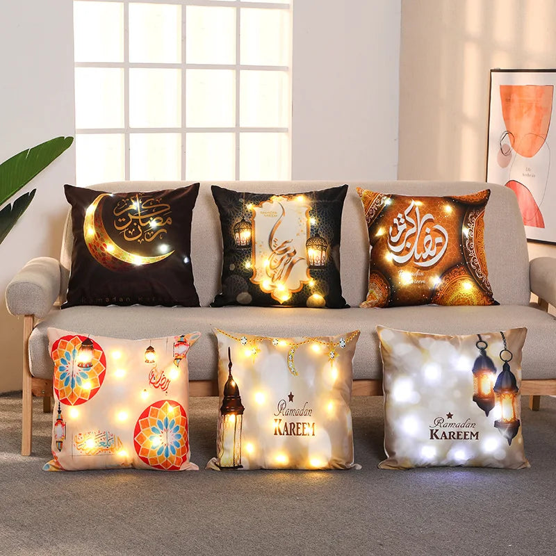 Luxury Home Decor Ramadan Pillow Cushion With Lights Number-Shaped Throw Pillow