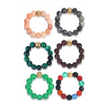 Wholesale Bulk Lady Man Adjustable Multi Color Bands 4mm Natural Stone Ring