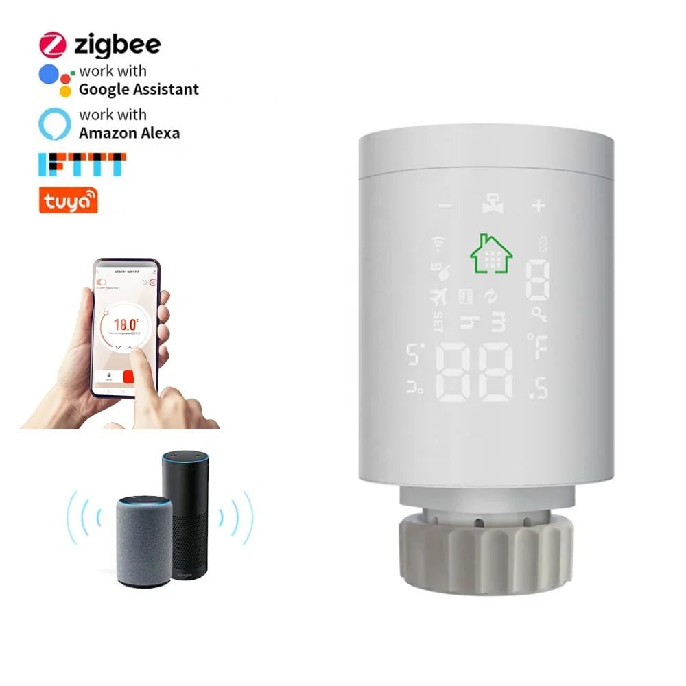 Zigbee WiFi Smart Programmable TRV Thermostatic Radiator Valves Thermostat Actuator M30 X 1.5 mm Temperature Controller