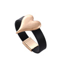 TongLing Simple Statement Leather Bracelet love Heart Charm Magnet Bracelet for Lover Gift