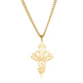 DAIHE NC5697 304 Stainless Steel Lotus Pendant National Han element Necklace Wholesale Personality Titanium Steel Necklace