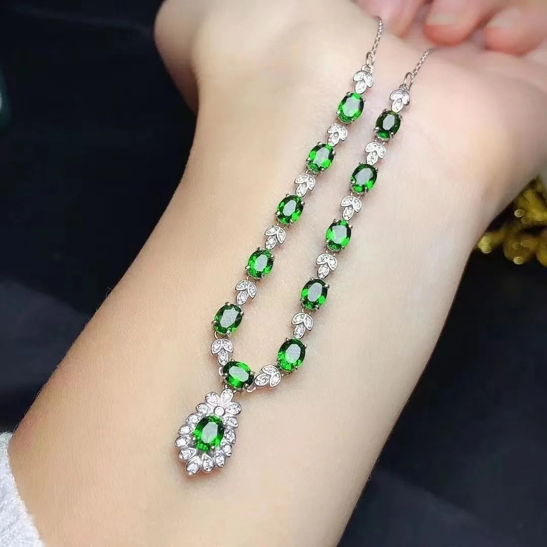 Luxury Delicate 925 Sterling Silver Natural Diopside Free Shipping Birthstone Engagement Classic Jewelry Pendant for Women