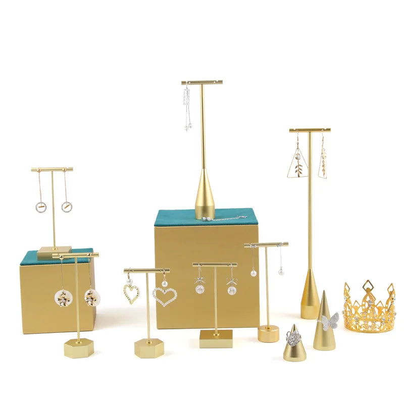 High Grade Metal Modern Detachable Elegant Gold Hardware Jewelry Earrings Ring Display Stand Holder Rack